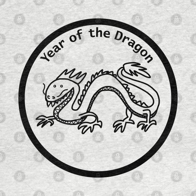 Year of the Dragon Black Line by ellenhenryart